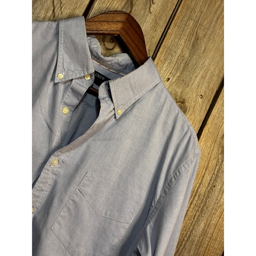 J. Crew Mens Blue Cotton Oxford Button Down Shirt Large 68650